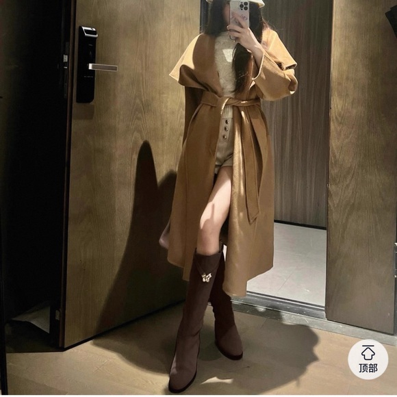 Shoes - Faux Suede Chocolate Brown flat Boots